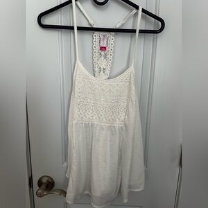 No Boundaries White Lace-Front Racerback Cami Tank